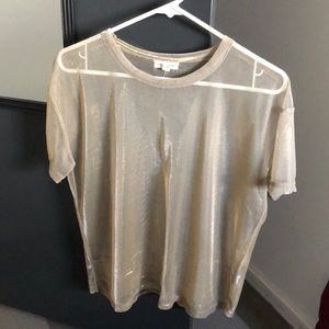 Sheer mesh gold shirt